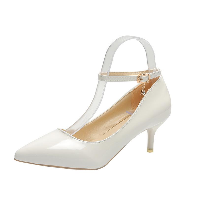 

Summer women s shoes with skirts, women s trendy shoes, single shoes, high heels, stiletto heels, medium heels, new leather shoes 34 белый