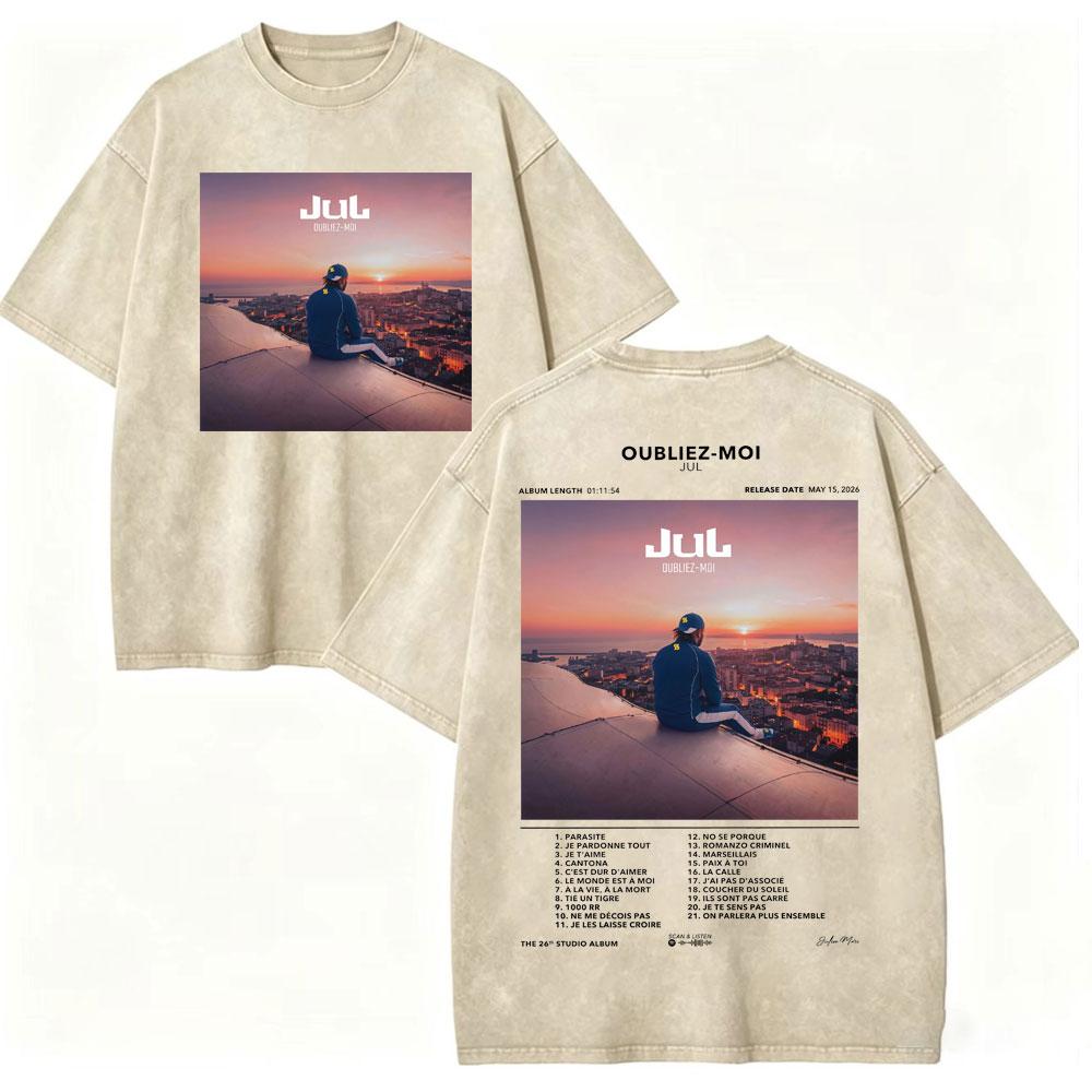 Vintage Washed Rapper JUL Album Graphic T Shirts Men Women Clothing Fashion Hip Hop T-shirt Summer Casual Loose Cotton T-shirts
