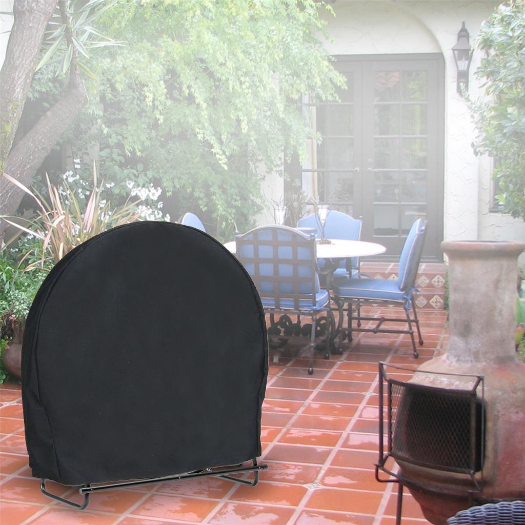 Log Hoop Cover 210D Oxford Waterproof Drawstring Heavy Duty Round Log Rack Cover Black 40 X 24 X