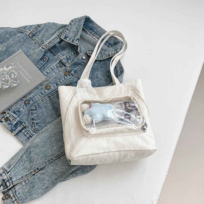 Fashion Transparent Shoulder Bag Women's 2025 New Versatile Simple Large-capacity Tote Bag, Foreign Style Student Backpack Tide