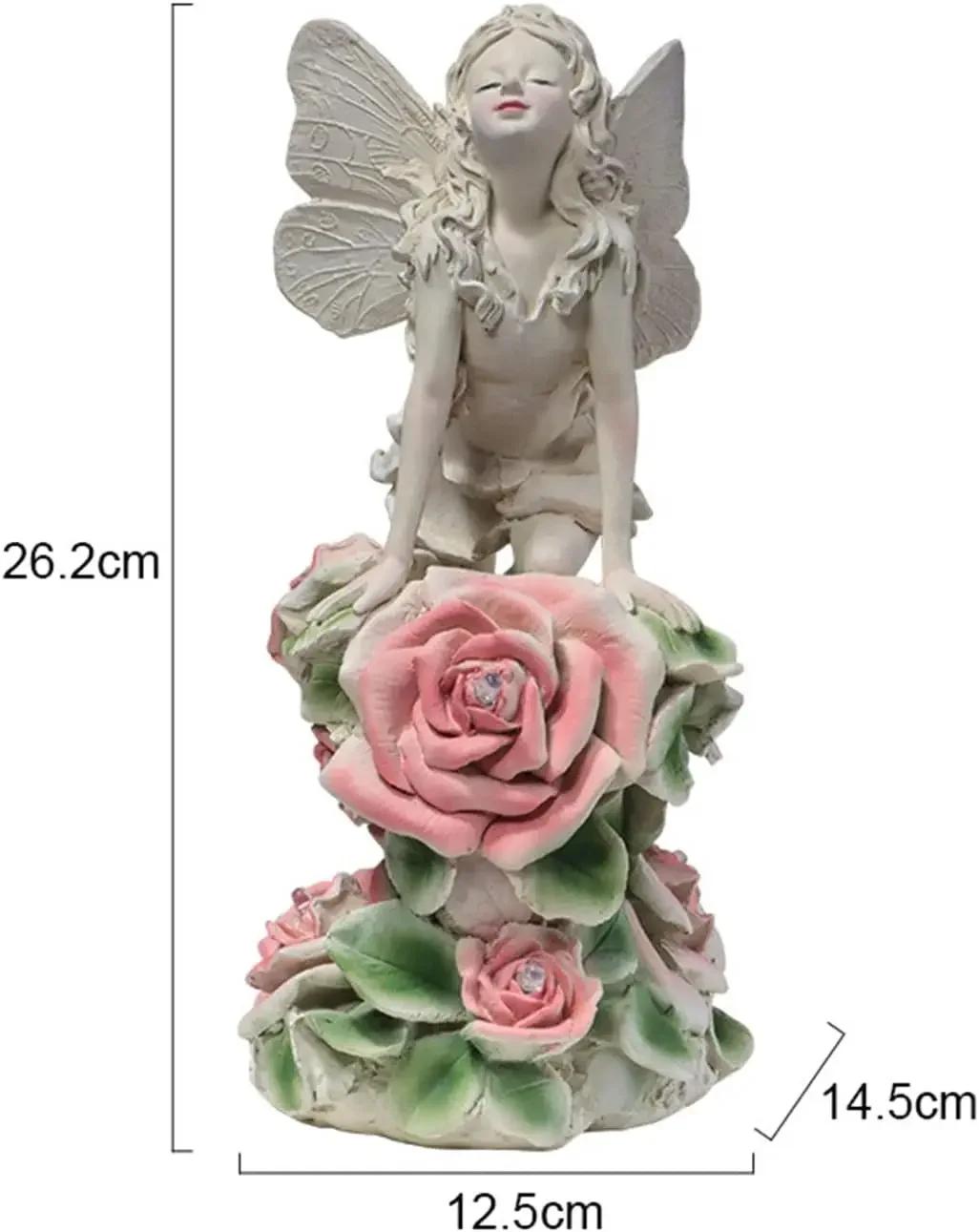 

26 см украшение для сада феи на открытом воздухе, статуя ангела в саду, водонепроницаемая статуя феи из смолы, украшение для патио в саду