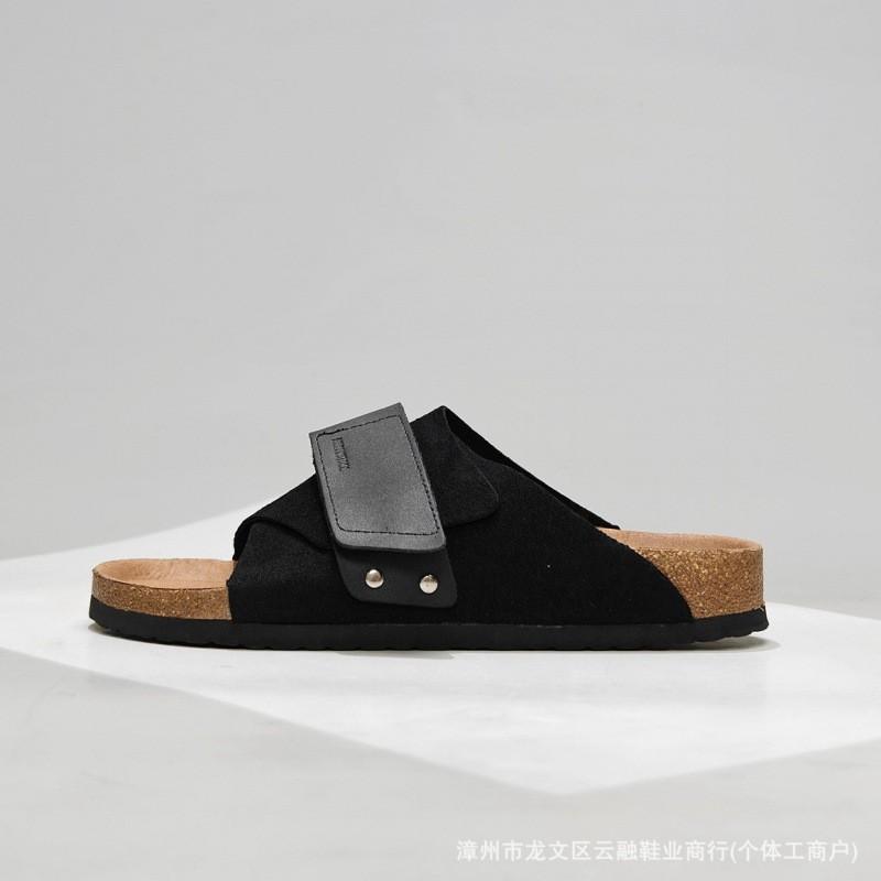 Comfortable Slip-On Sandals Men Women Soft Cork Sole Suede Upper Non-Slip Beach Slides