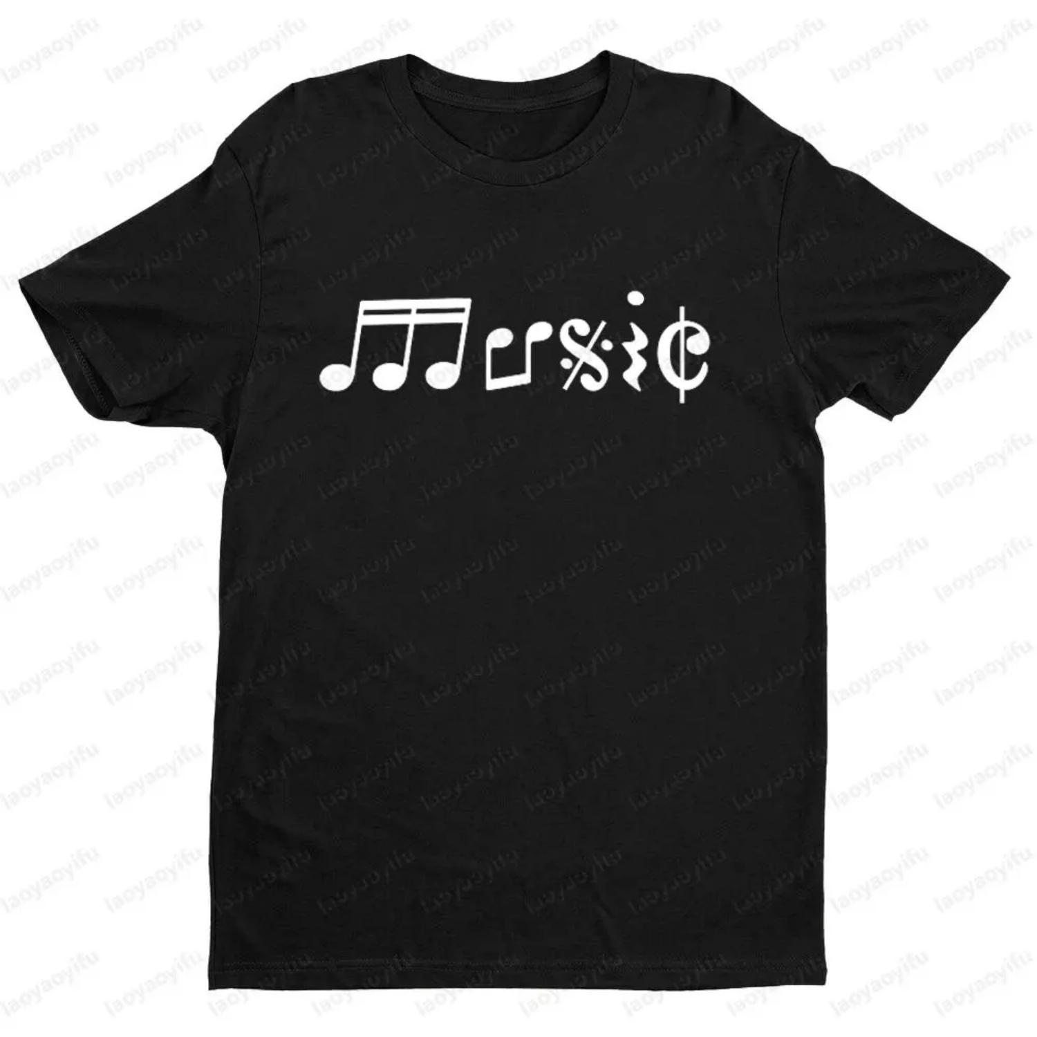 

Musical Symbol Print Creative Design T-shirt Men Women Universal Fashion Casual Crewneck T-shirt Daily Life Cotton Short Sleeve XXXXXL чорний