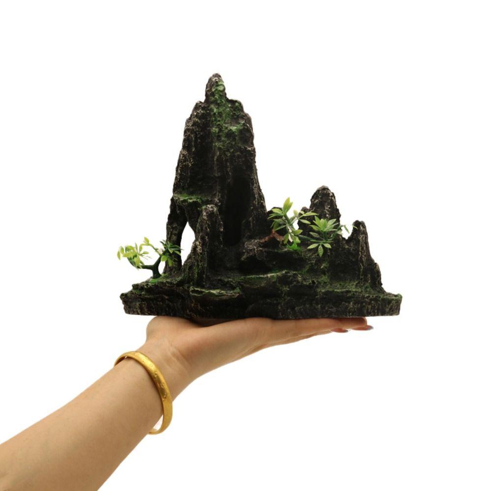 Creative Aquarium Rockery Mountain Decoration Resin Mountain Stone Statue  Gift