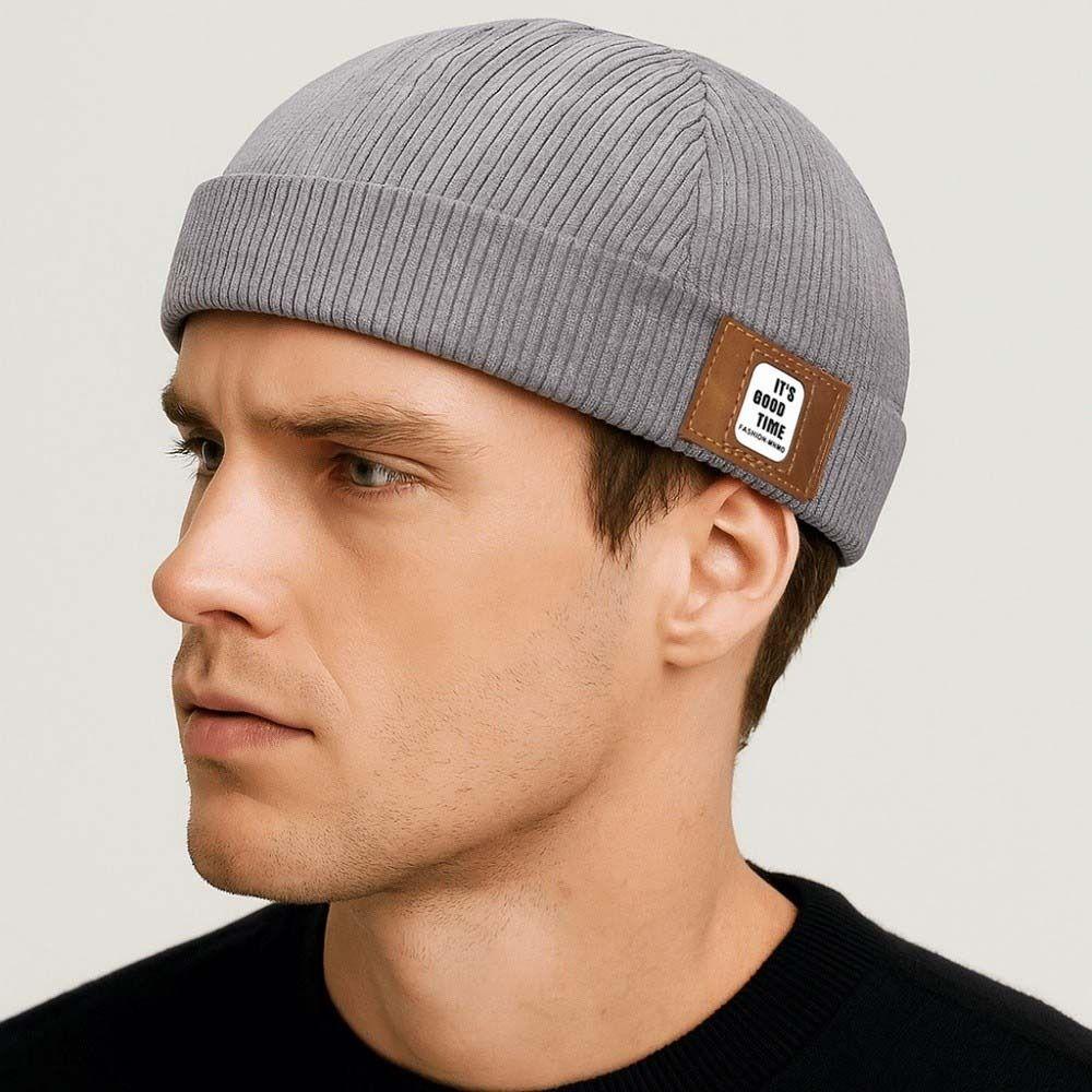 Round Vintage Docker Cap Solid Color Hip Hop Hat Multipurpose Corduroy Brimless Hat  Streetwear