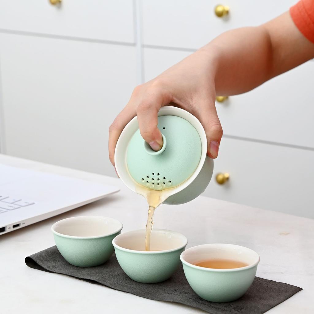Simple Ceramic Portable Travel Tea Set, Outdoor Kung Fu Teapot, Portable Teaware, 2026 New Style Tea Set