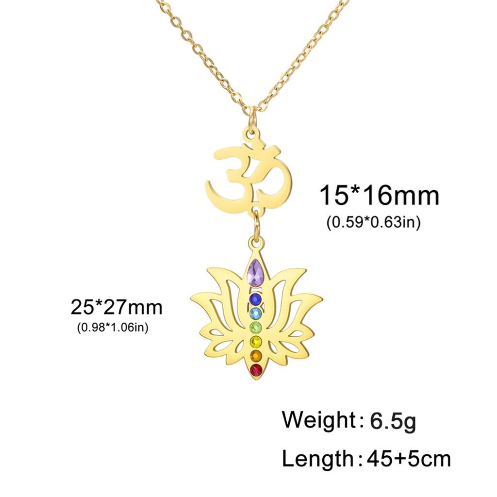  Yoga 7 Chakras Necklaces for Women Buddhist Lotus Pendant Necklace Stainless Steel Meditation Spiritual Jewelry Gift