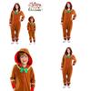 Unisex Cosplay Xmas Party Clothes Christmas Gingerbread Man Costume Hooded Jumpsuits
