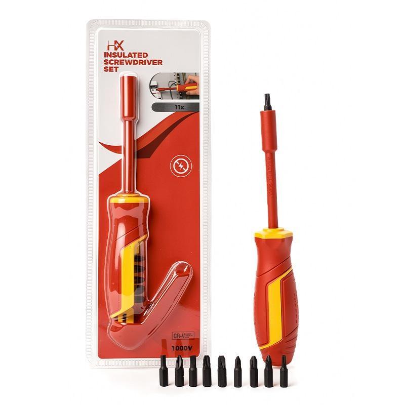 Insulated Screwdriver Set Magnetic Slotted Bits Interchangeable Multi-Purpose Electrician Tool Motorcycle Repair