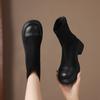 Krazing Pot Microfiber Autumn Winter Shoes Platform Super Size Motorcycle Boots Square Toe Keep Warm Zipper Size 44 Ankle Boots