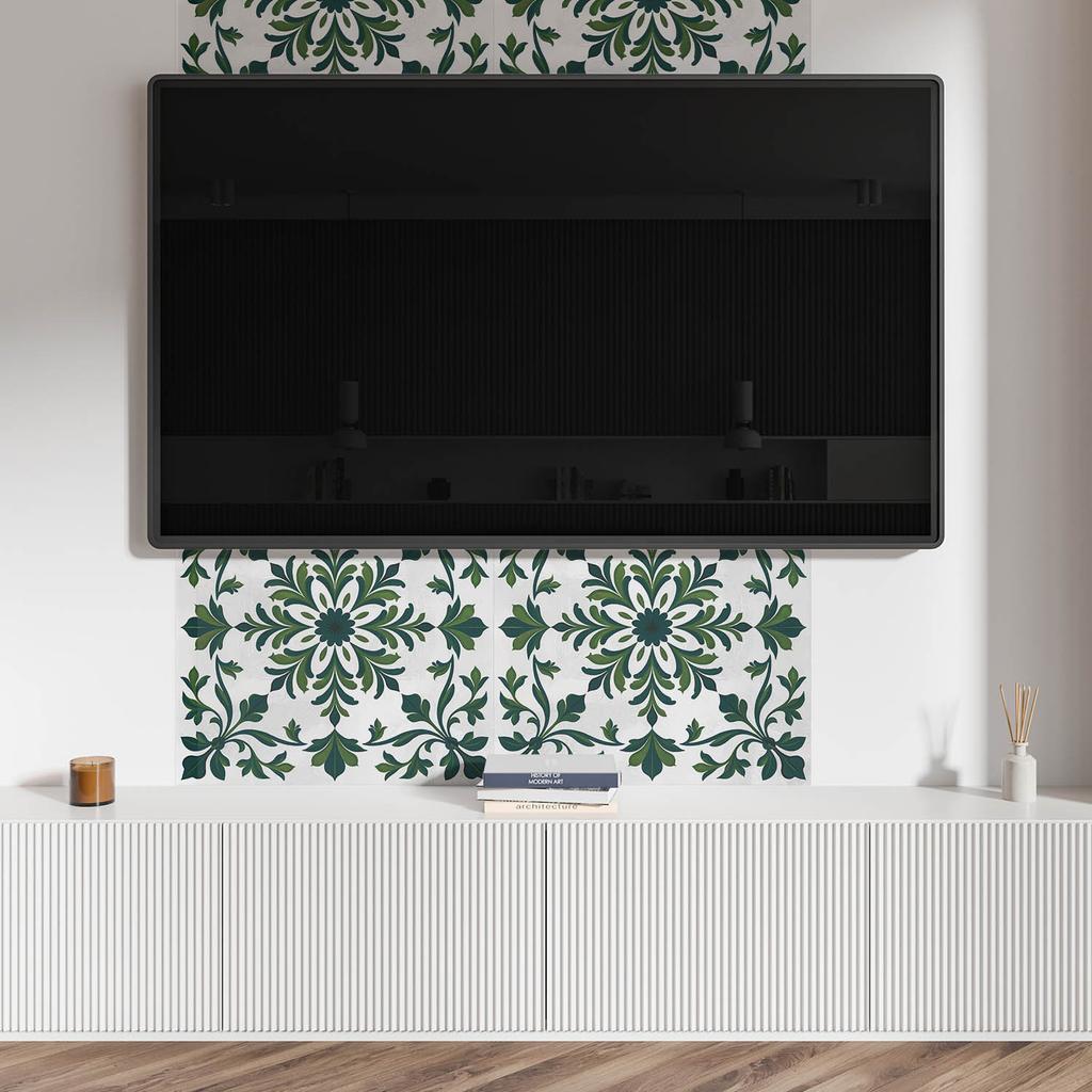 Self-Adhesive Wall Decor for the Living Room 120x60 cm Plant Pattern with Ornaments