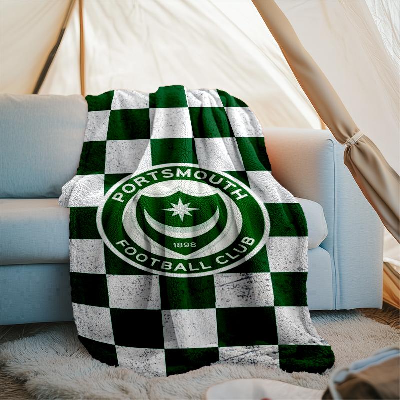 1pz Coperta Morbida in Flanella Stampata Portsmouth F.C. per Camera da Letto Adulto Soggiorno Divano Campeggio Viaggio Regali per Fan Regali di Natale