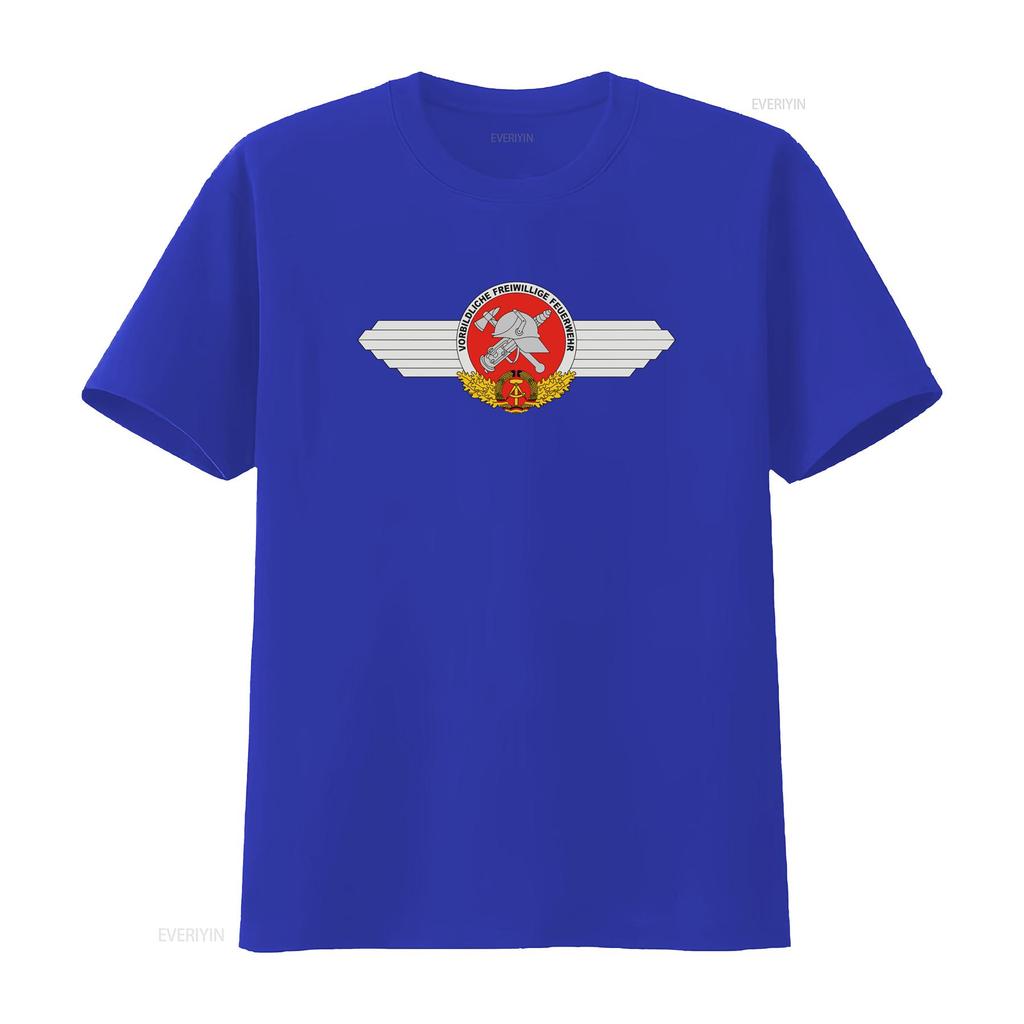 Vintage Fire Brigade GDR FFW Model Live Volunteer Coat of Arms Logo Badge T Shirt 34085 vintage Washed Comfortable