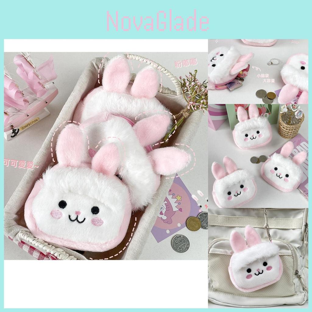 Entzückliches Cartoon-Kaninchen Plüsch-Münzbeutel Weicher Rosa Hase Aufbewahrungstasche Für Mädchen