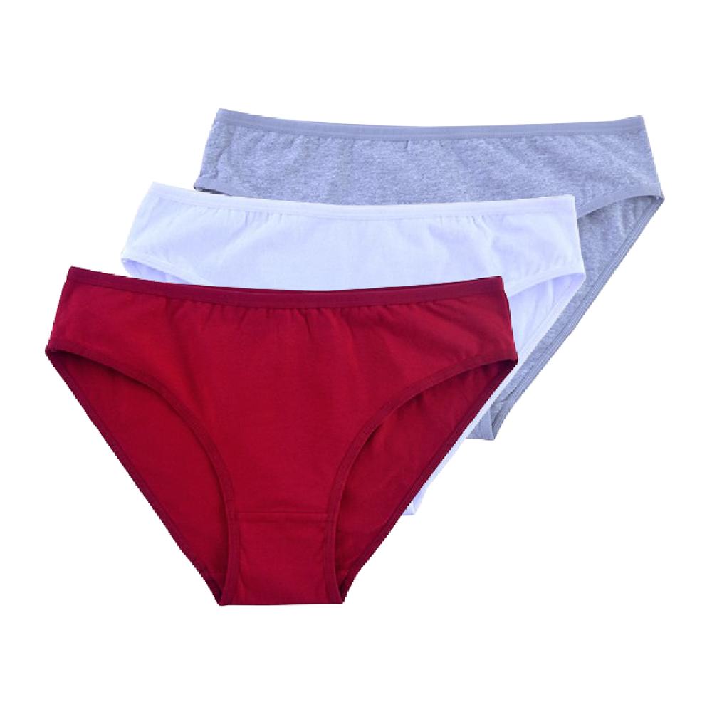 3 Piezas Ropa Interior para Mujer de Cintura Media Calzones Lencería Braguitas para Niñas Grandes Colores Lisos Calzoncillos