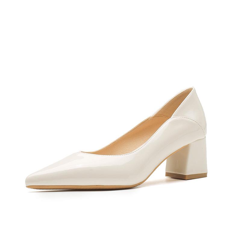 Beautiful high heels women's new temperament soft leather, cm not tired feet thick heels shallow mouth single shoes women