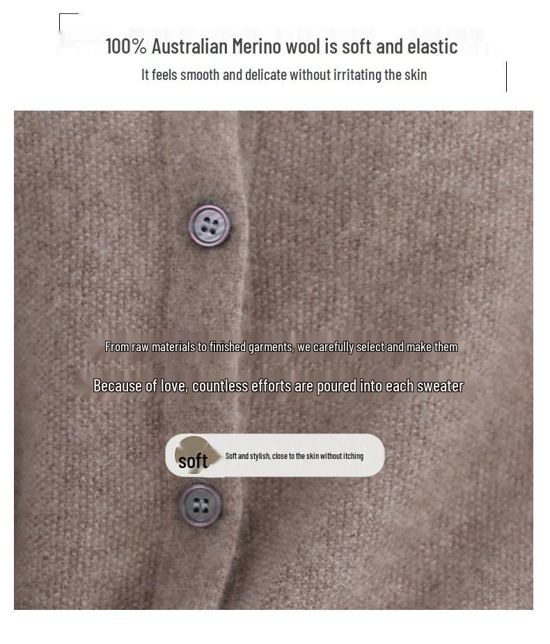 Women's Pure Wool Loose Knit Cardigan - Autumn Solid Color Sweater Top