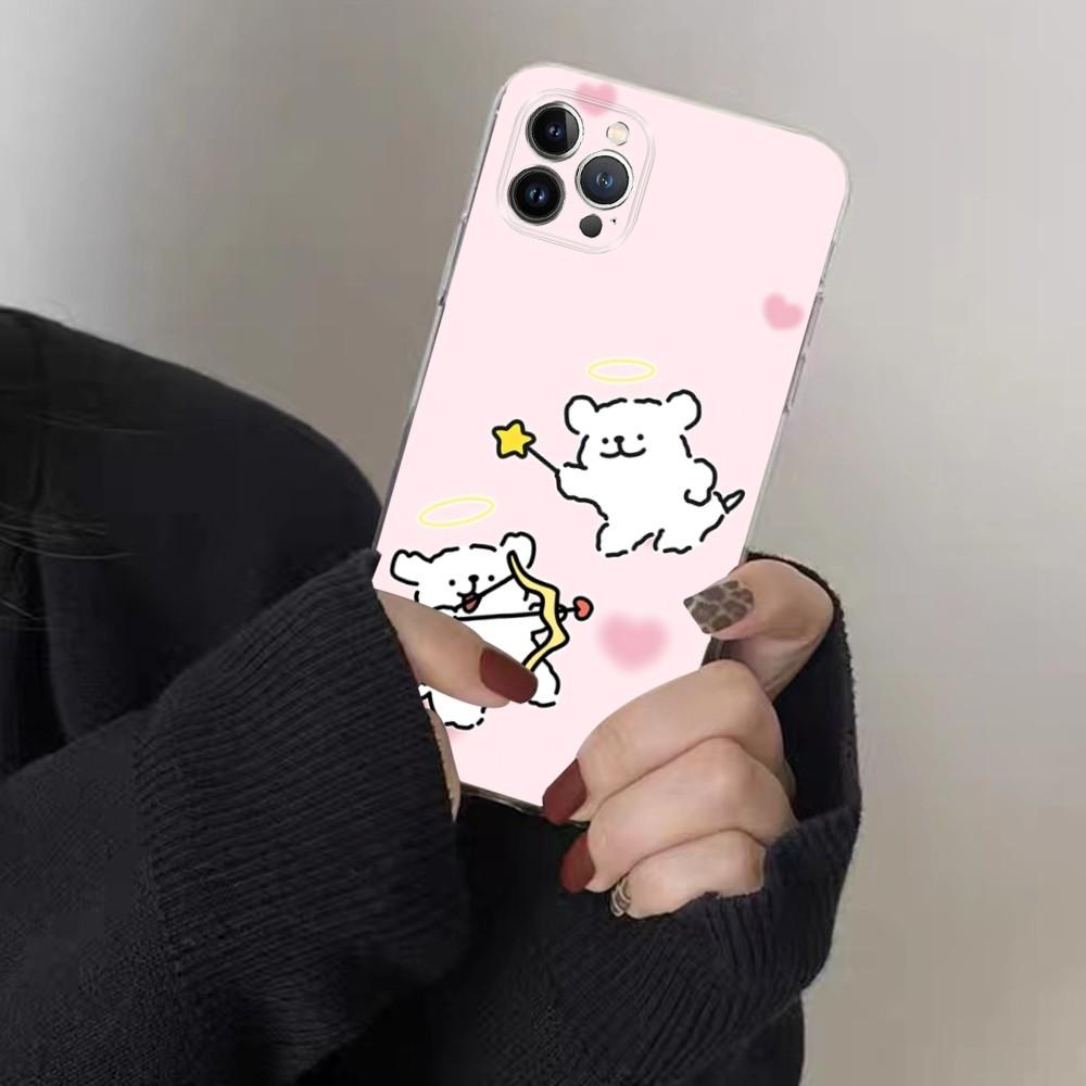Cartoon Cute Hug Heart Dog Phone Case for iPhone 15 8 7 6 6S Plus X SE 2020 XR XS 14 11 12 13 Mini Pro Max Mobile Case