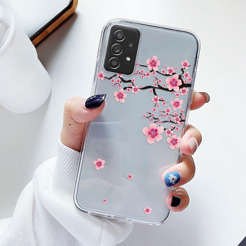 Phone Case For Samsung A52s A52 Floral Silicon Cover For Samsung Galaxy A52 Fundas Coque Transparent Soft Capas Flower TPU