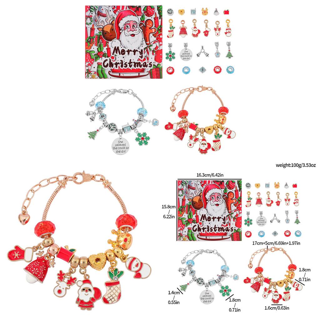 Christmas Bracelet Diy Water Crystal Beads With Zinc Alloy Charms For Kids Holiday Gift