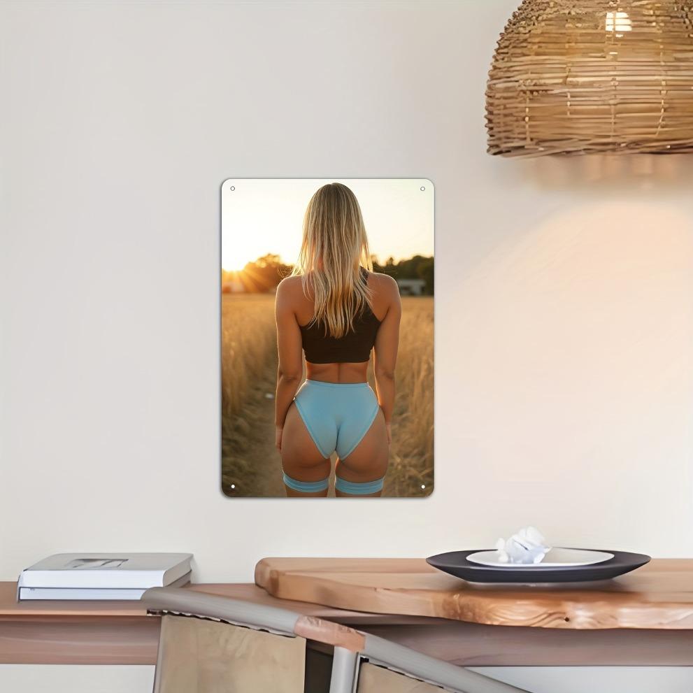 Vintage plechová cedule 2D Retro dáma Kovové nástěnné umění Dekorace do kuchyně Baru Kanceláře, 20x30cm Bez rámu