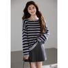 Women's Striped Loose Fit Long Sleeve Knit Top