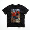 Adult and Childrens Retro Comic Style SpiderUnisex Swinging From Web Iconic Scene Cotton TShirt