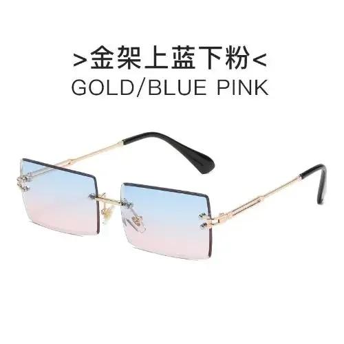 Unisex Small Rimless Sunglasses Fashion Gradient Sun Glasses Retro Luxury Brand Designer Traveling Shades