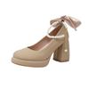 Spring new Mary Jane shoes women's college style thick heel pearl versatile word with large size women's shoes