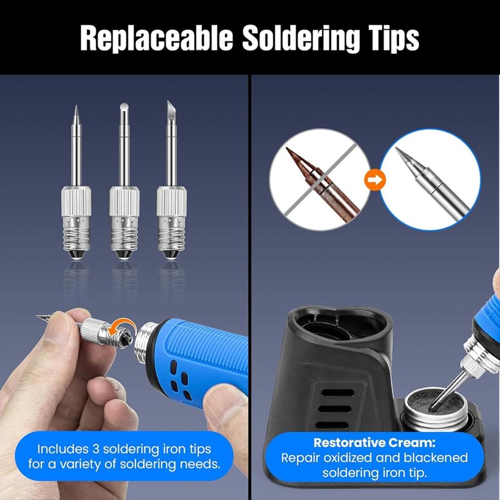BHBL Cordless Soldering Iron Kit, LDE Digital Display USB Rechargeable Soldering Iron for Small Soldering Projects, DIY