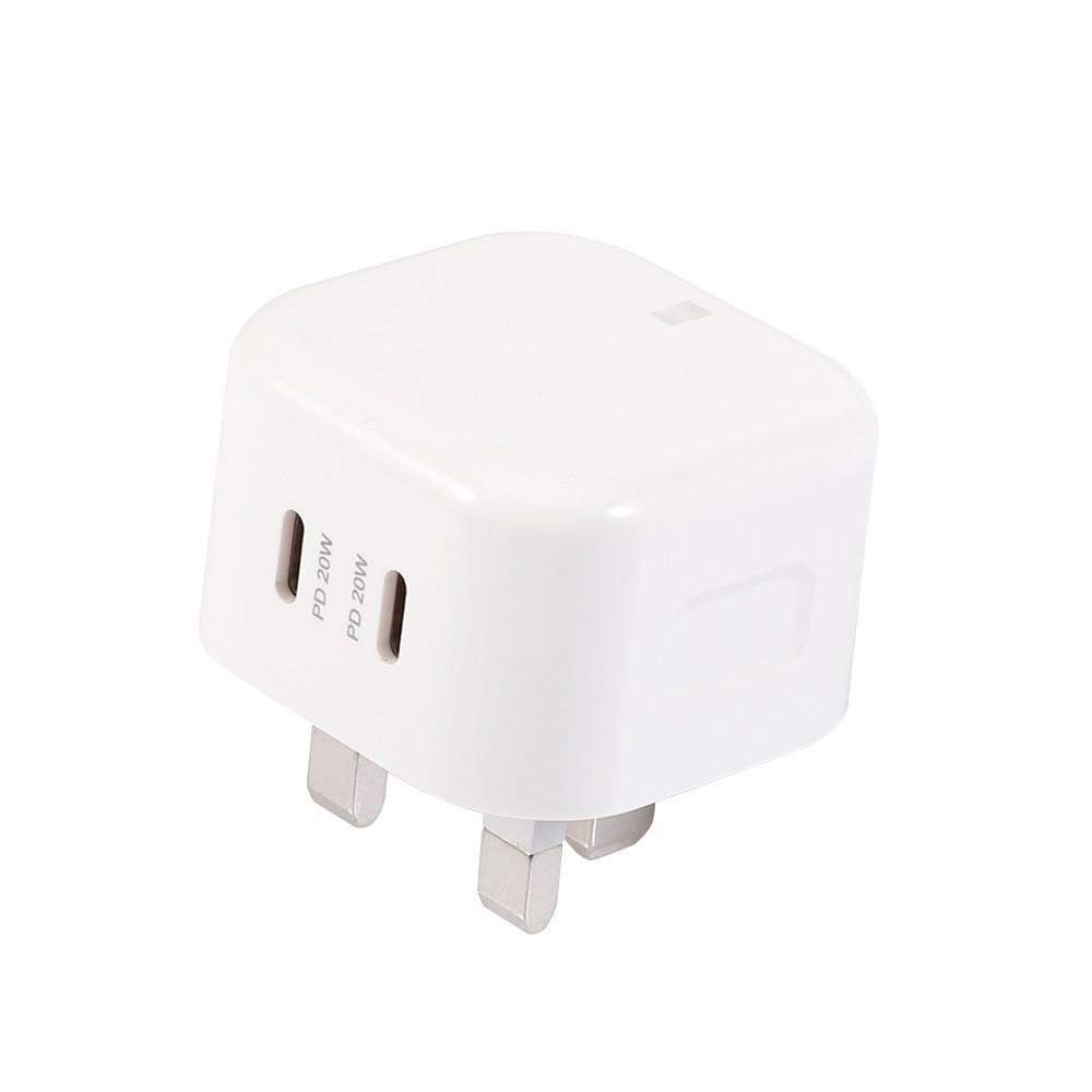 40W Dual-Line PD Fast Charger Type-C Dual-Port Flash Charge Travel Adapter