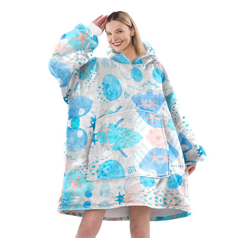 Hoodie Lazy Blanket Winter Casual Loose Kapuzenpullover Einheitsgröße Fleecedecke Home Service Nachthemd