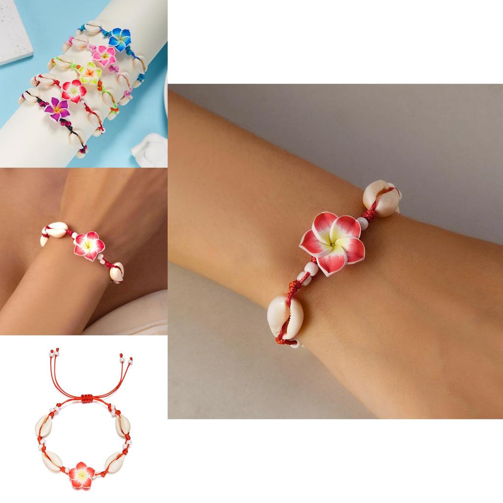 Summer Fashion Handmade Flower Bead Anklet With Adjustable Woven Design For Women