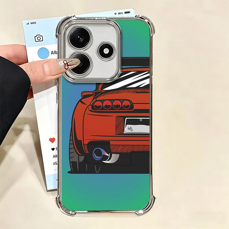 JDM Sports Cars Minimalist Design Plating Phone Case For Xiaomi Redmi Note 14 15 Pro Plus 13 12 11 11S 11T 10 9S 9 5G Anti-Fall