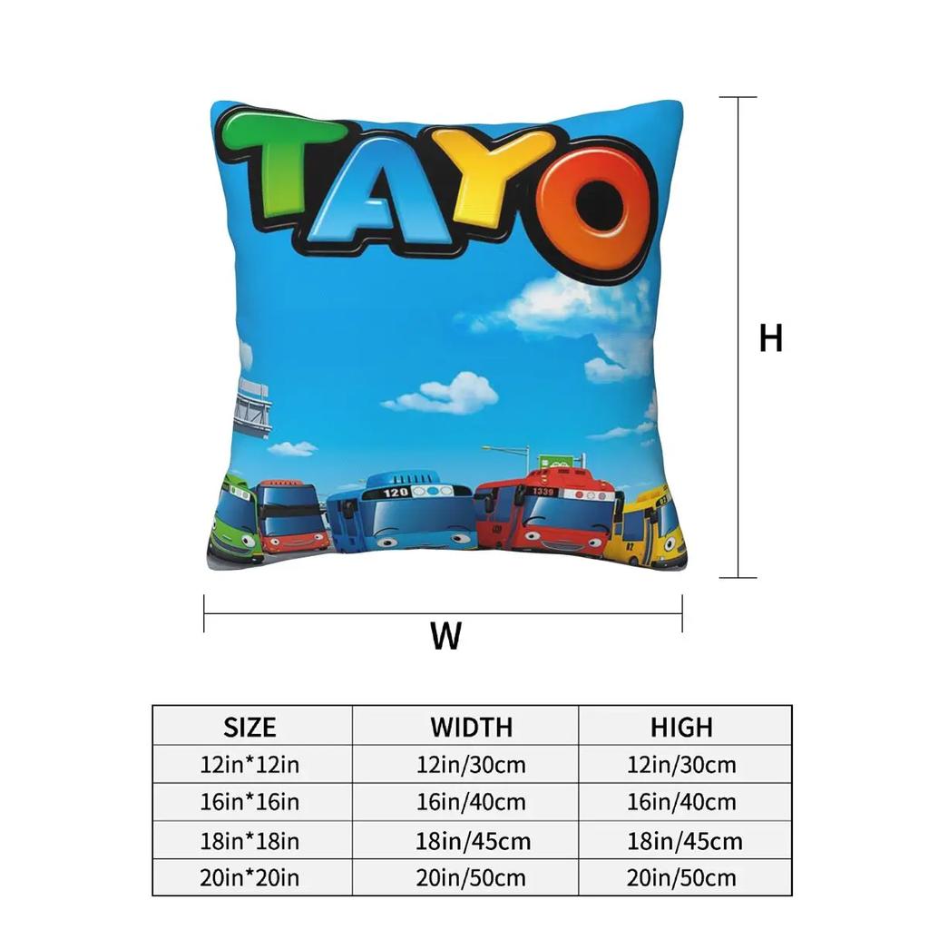 Tayo The Little Bus 2 Pcs Square Pillowcase Pillow Cover Cushion Decor Comfort Throw Pillow For Home Car