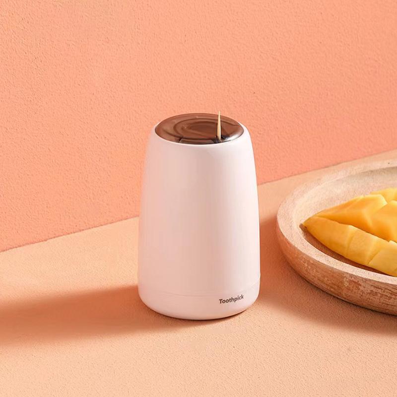 

Креативный автоматический держатель для зубочисток, контейнер для домашнего стола, пластиковый круглый держатель для зубочисток с нажимным механизмом белый