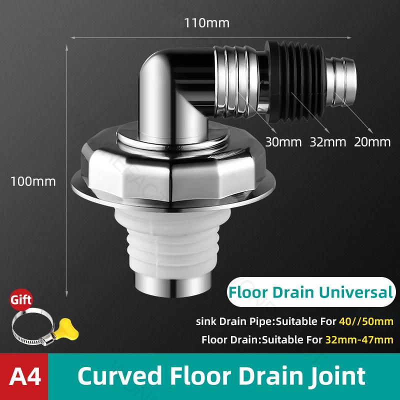 Washing Machine Drainage Pipe Floor Drain Sealing Connector Bathroom Sewer Anti Overflow Special Connector Stainless Steel