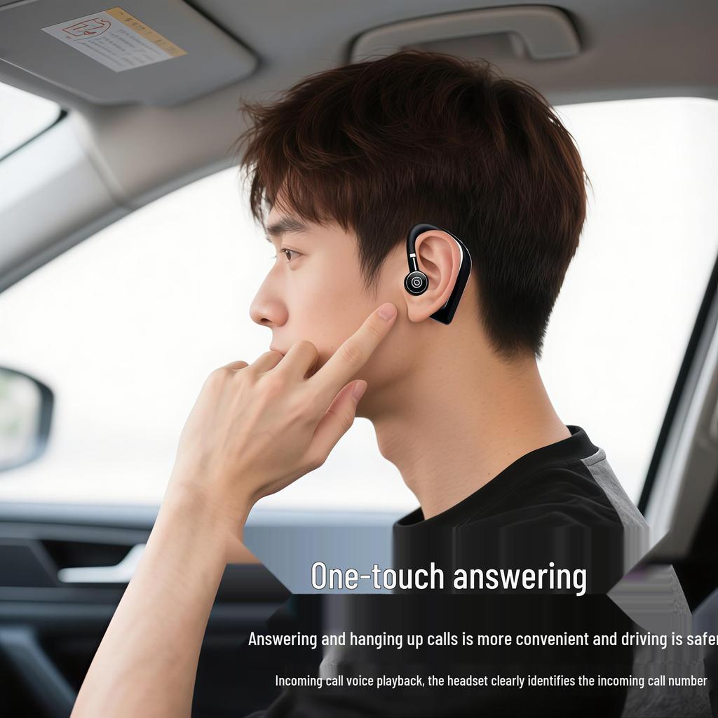 Long Battery Life Rotating Bluetooth Earhook Earphone: Sports & Business, Sound Leak-Proof, Single Ear Design