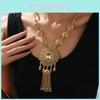 Indian Tribal Style Gold Alloy Pendant Necklace With Crystal Flower Design For Women