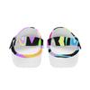 White EVA Clogs with Rainbow Feather Print, Lightweight Slip On Garden Shoes, Breathable Beach Sandals, Indoor Outdoor Slippers for Men Women