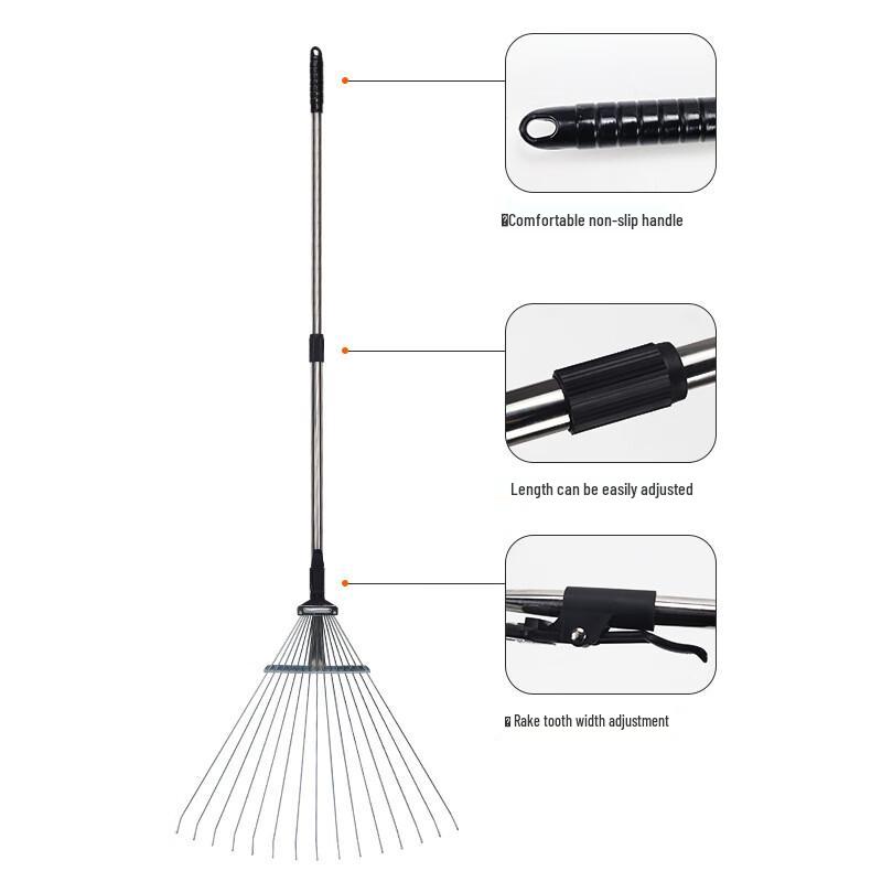 JNL Retractable Aluminum Garden Rake
