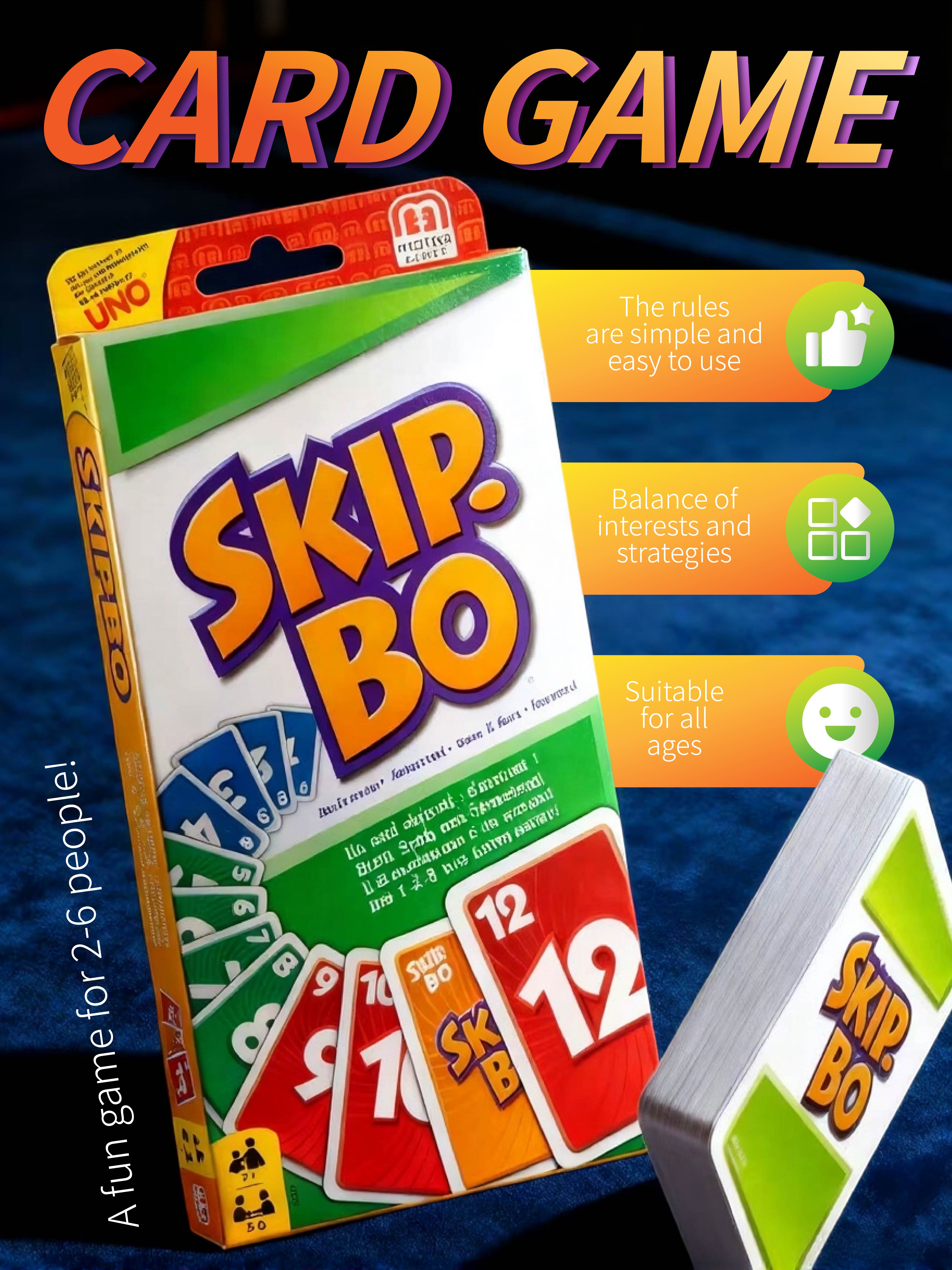Карточная игра Skip-Bo - Веселая семейная и дружеская карточная игра для 2-6 игроков (Подходит для всех возрастов)