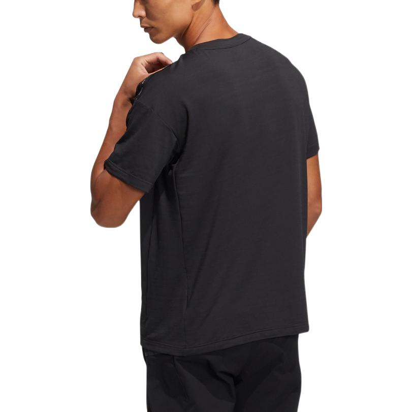 Adidas Solid Breathable Logo Crew Neck Short Sleeve T-Shirt Men Tops Black HE9940