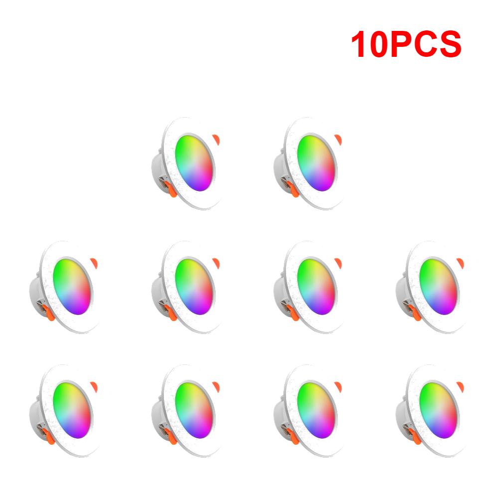 1-10PCS Smart Downlight Bluetooth Colorfull LED Lamp Bulb Recessed Round Light Smart Home Luminaire RGBCW/CCT Dimmable 10W