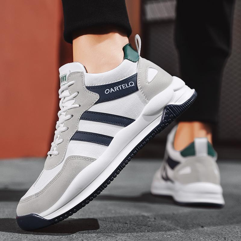 Four Seasons Herr Mellanhöga Snörskor Löparskor - Casual Sneakers i Koreansk Stil för Ungdomar