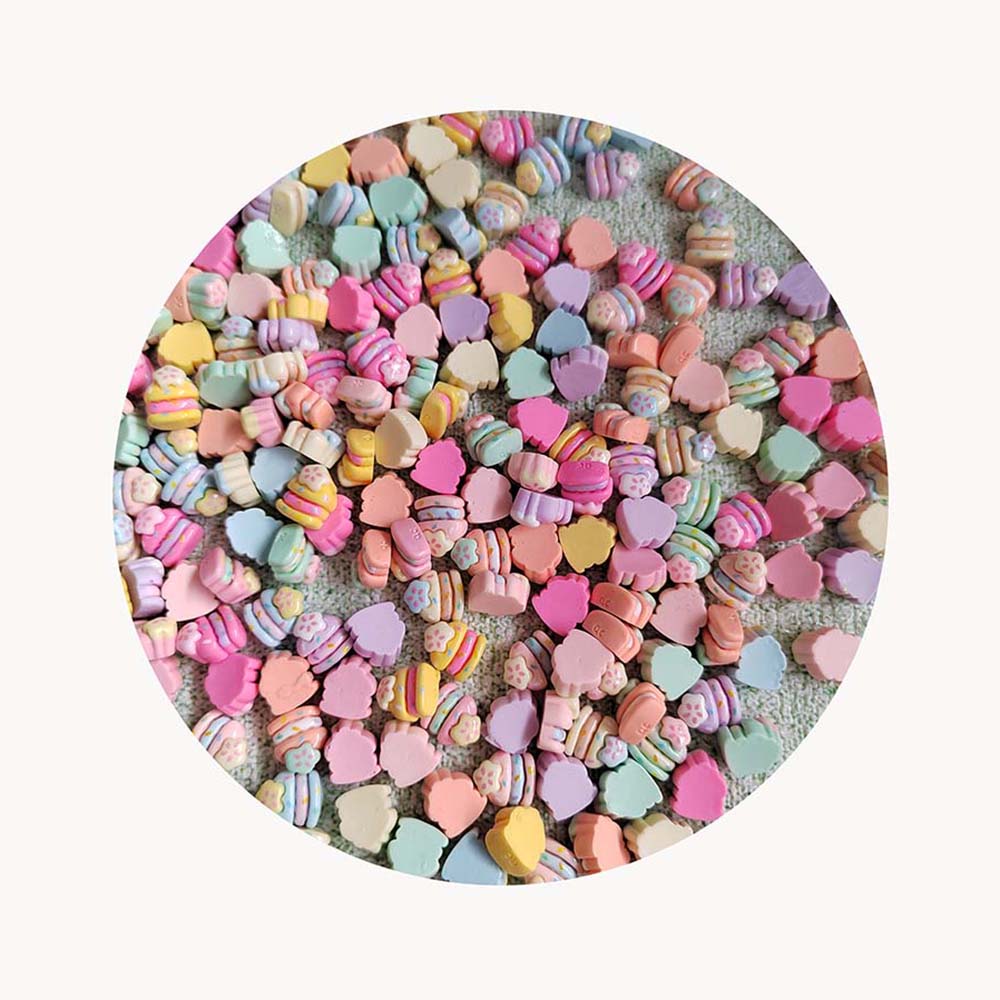 100PCS 10mm Resin Ice Cream Cake Flatback Cabochon Scrapbook Food Embellishment DIY Slime Charms Earring Crafts Jewelry Making 100PCS/bag