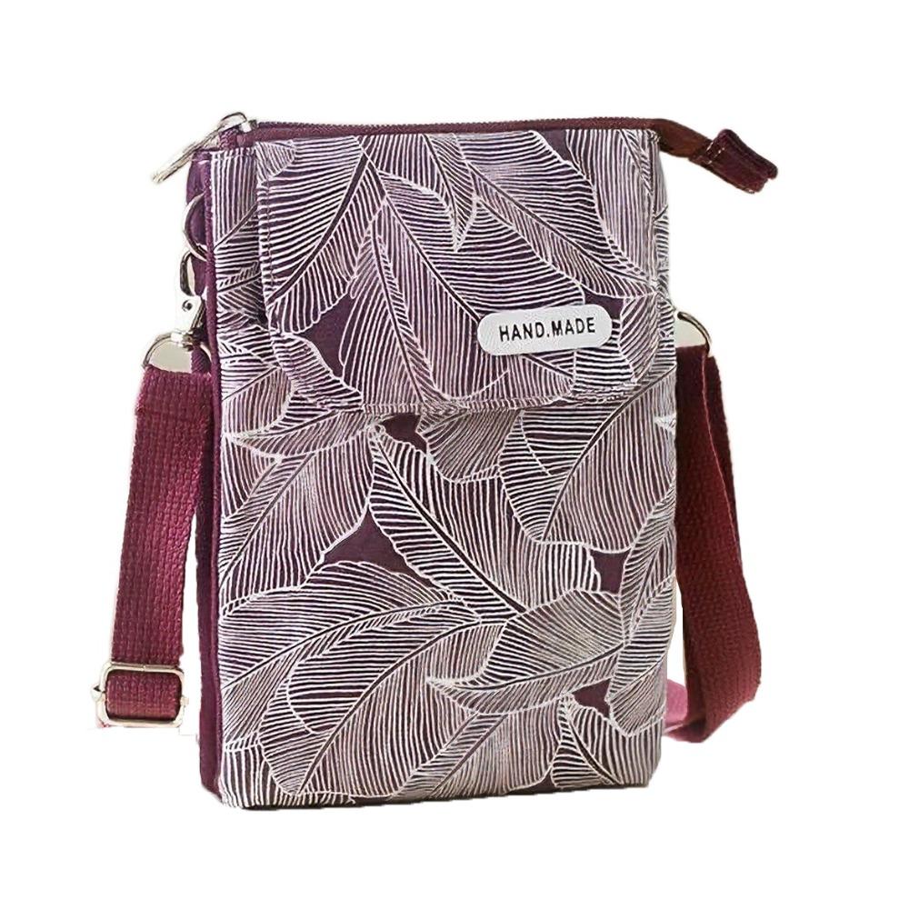 Leaves Mobile Phone Bag Pastoral Women's Messenger Bag Fashionable Phone Crossbody Bag  Lady