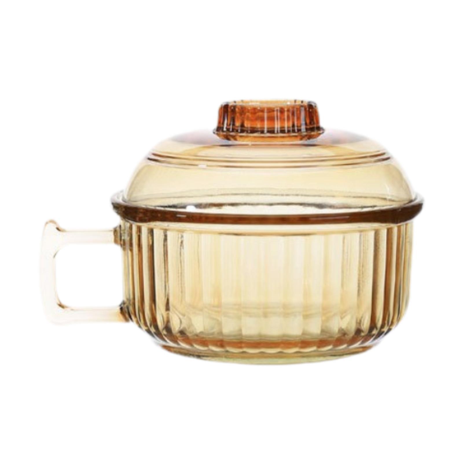 

Миски для стеклянной лапши, Миска для тушеного мяса для общежития с крышкой и ручкой для супа, молока, салата янтарь