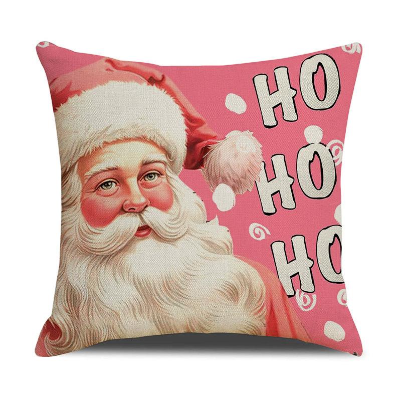 

1pc Pink Christmas Cushion Cover Snowman Santa Claus Durable Cover 2025 New for Home Ornament Xmas New Year Christmas Decor 45x45cm
