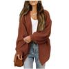 Spring, Autumn and Winter New Cross-Border New Solid Students Fashion Loose Vintage sweater Outerwear Leisure Knit cardigan Women
